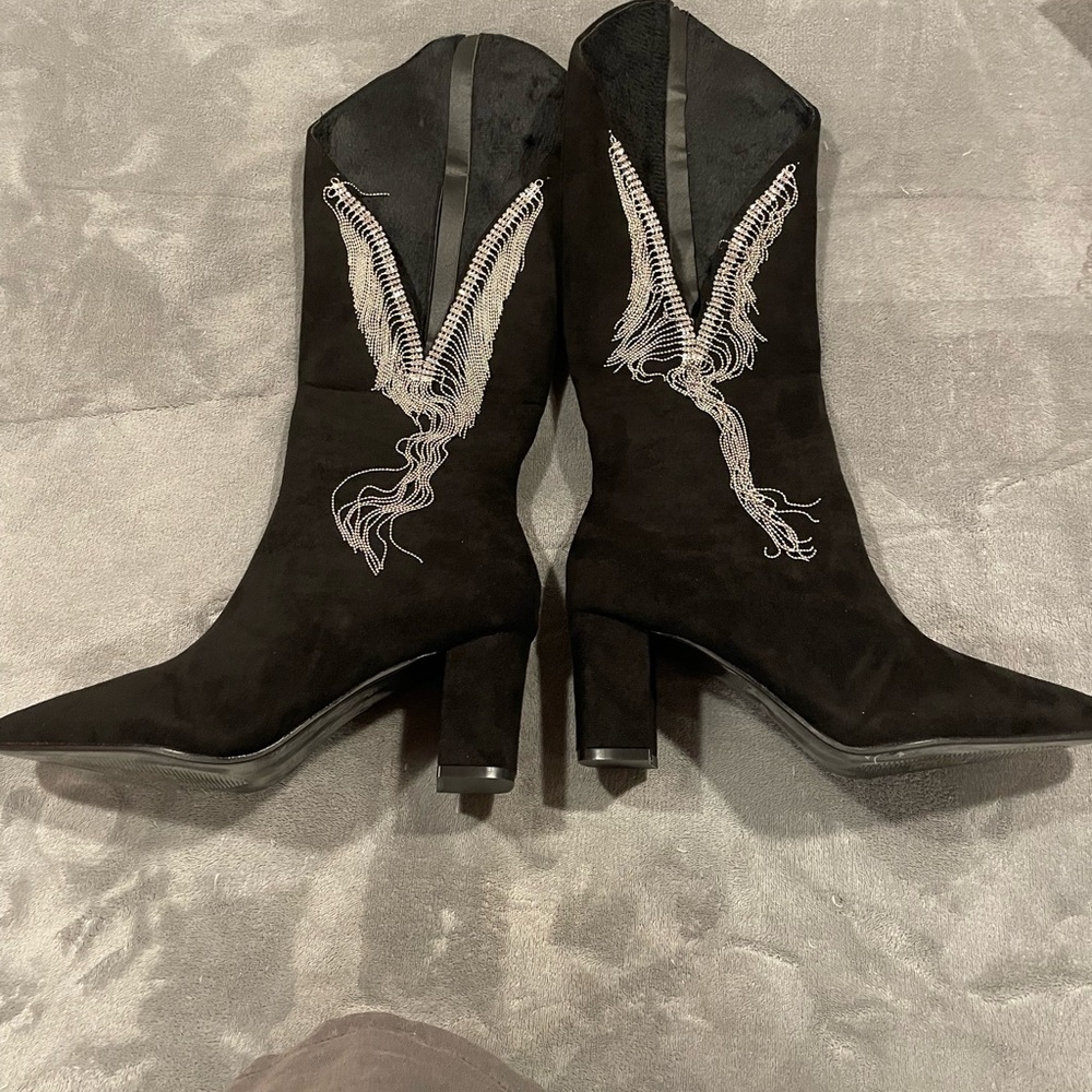 Black bling stylish boots